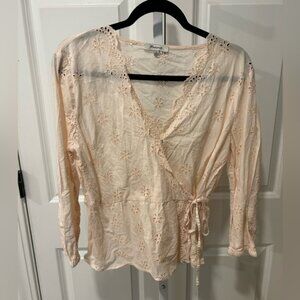 Madewell Light Peach Eyelet Wrap Blouse